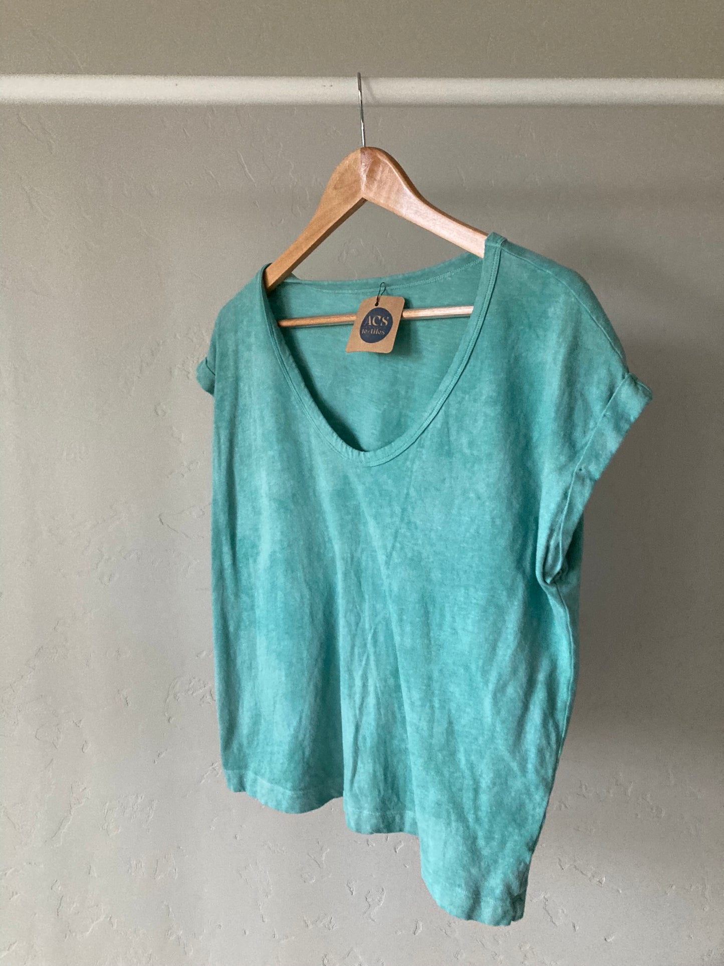 Celadon Scoop Neck Tee- M