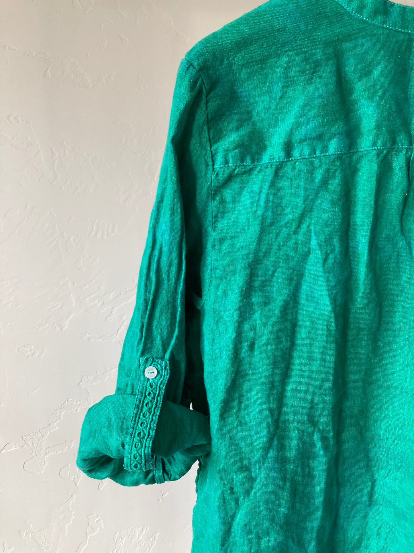 Emerald Linen Blouse- XL