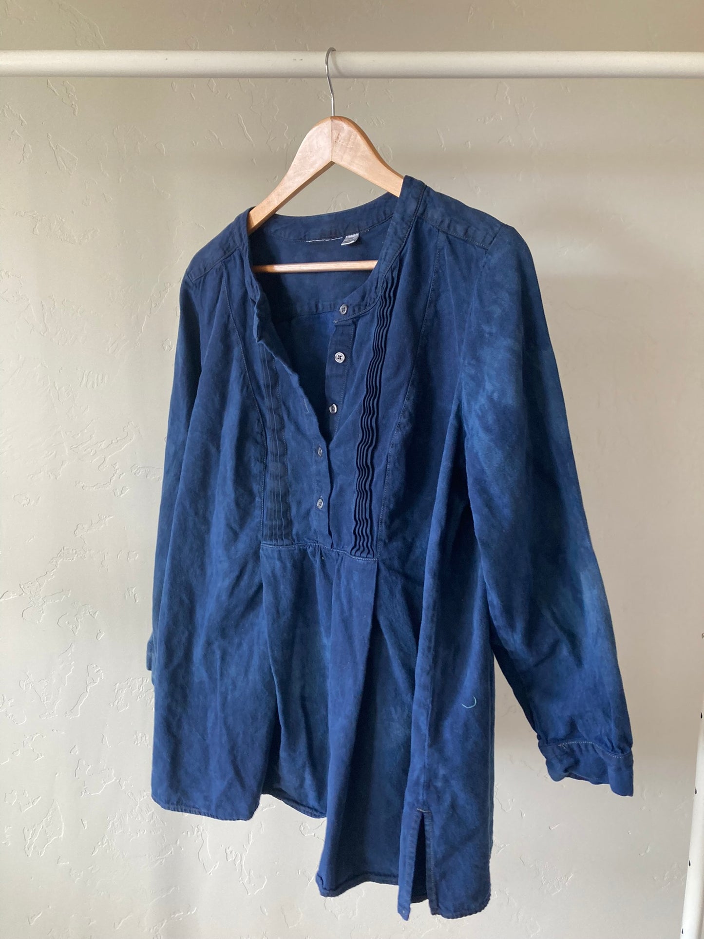 Navy Pleated Blouse- XL