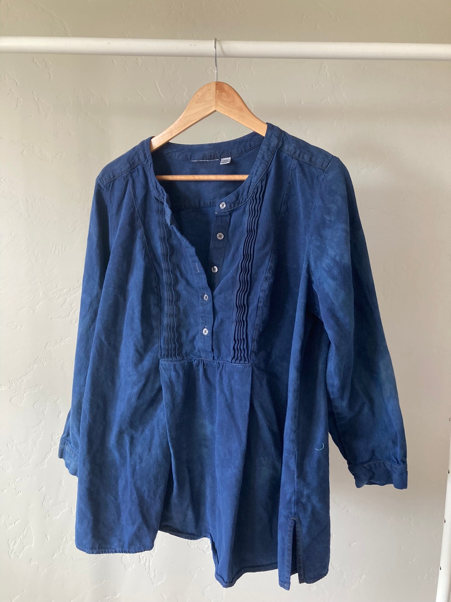 Navy Pleated Blouse- XL