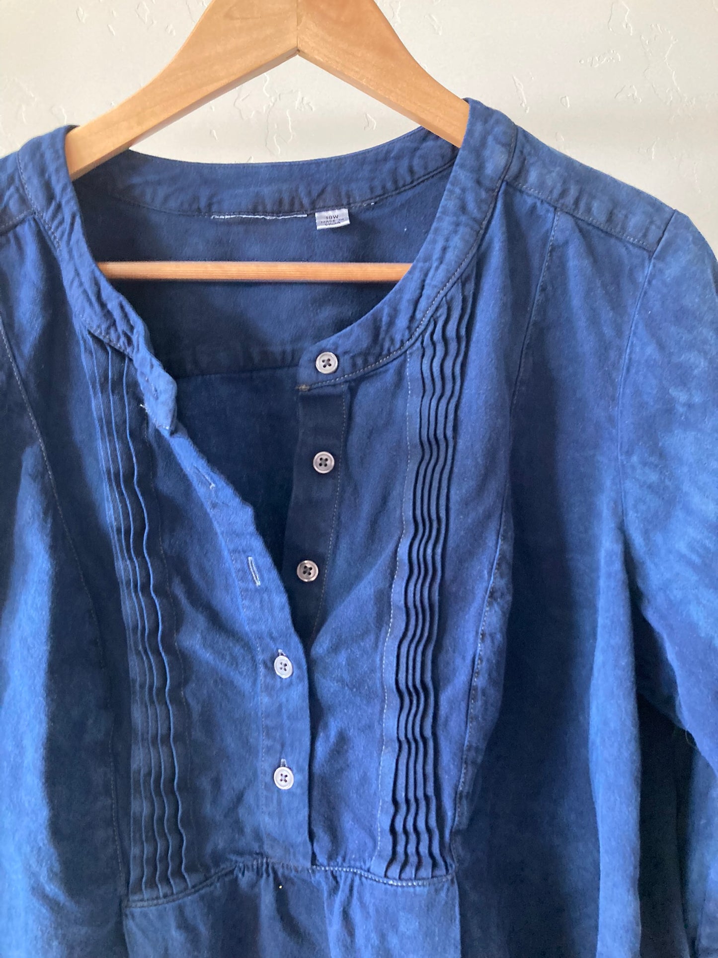 Navy Pleated Blouse- XL