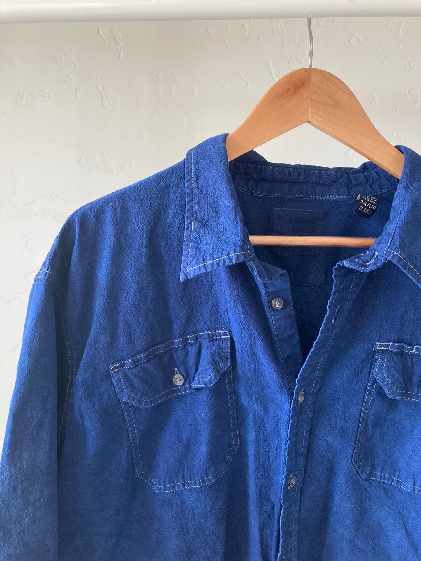 Navy Short Sleeve Button-Up- XXL