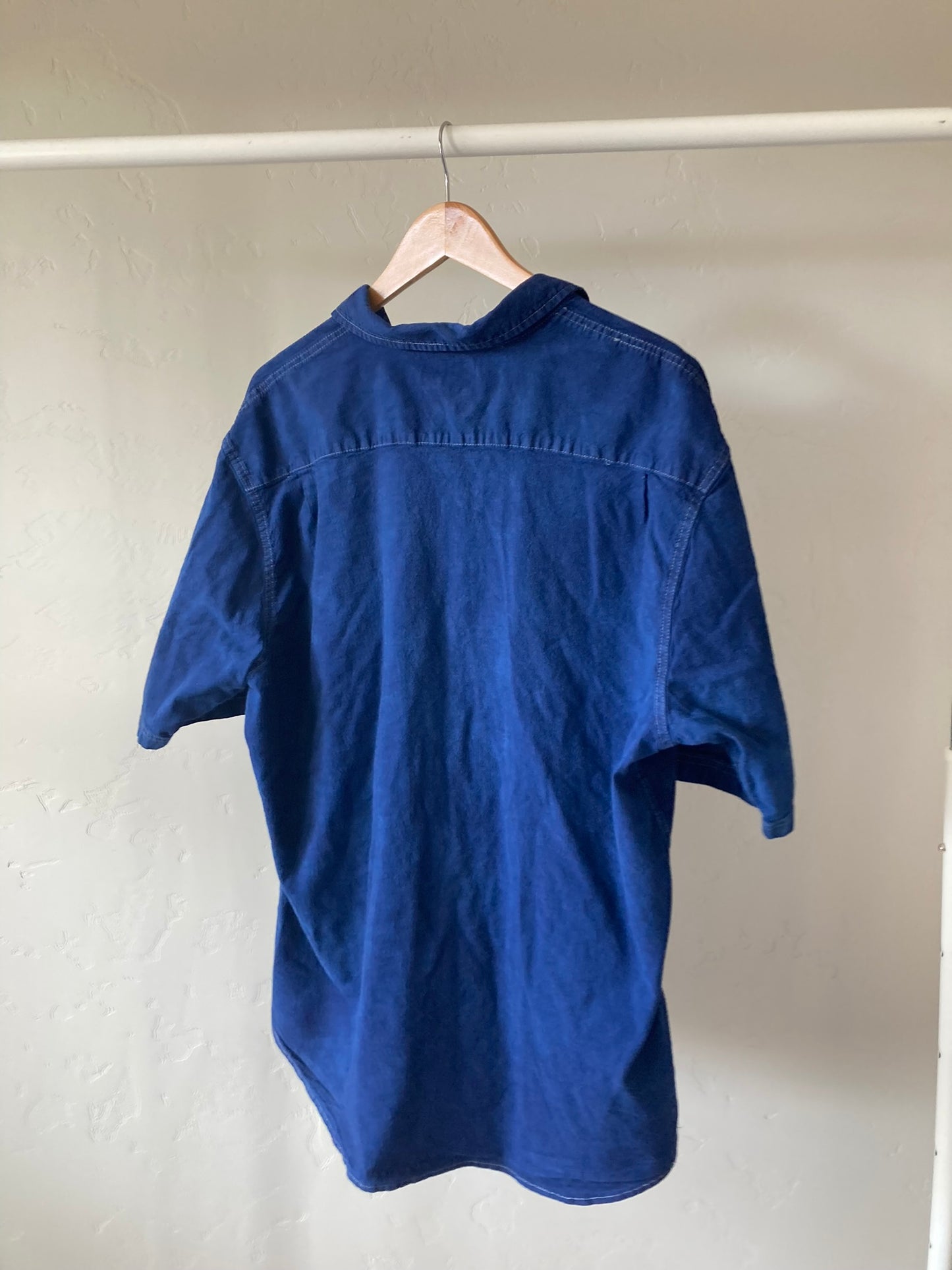 Navy Short Sleeve Button-Up- XXL