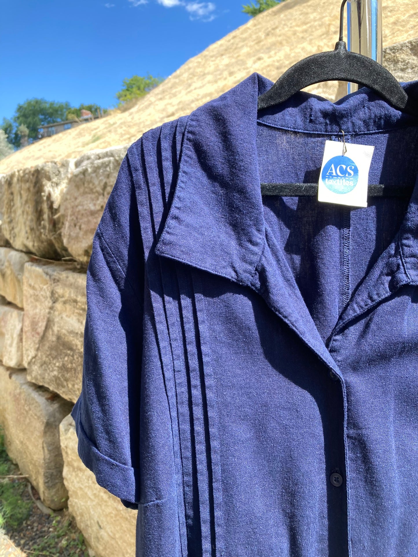 Navy Shirt Dress- 3X