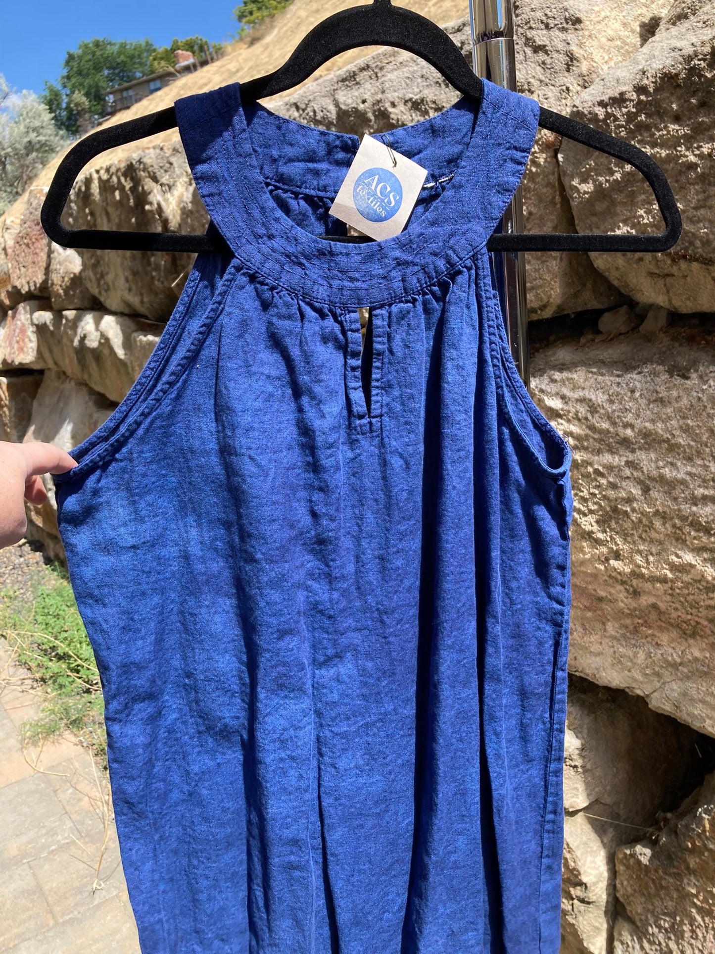 Navy Linen Dress- M