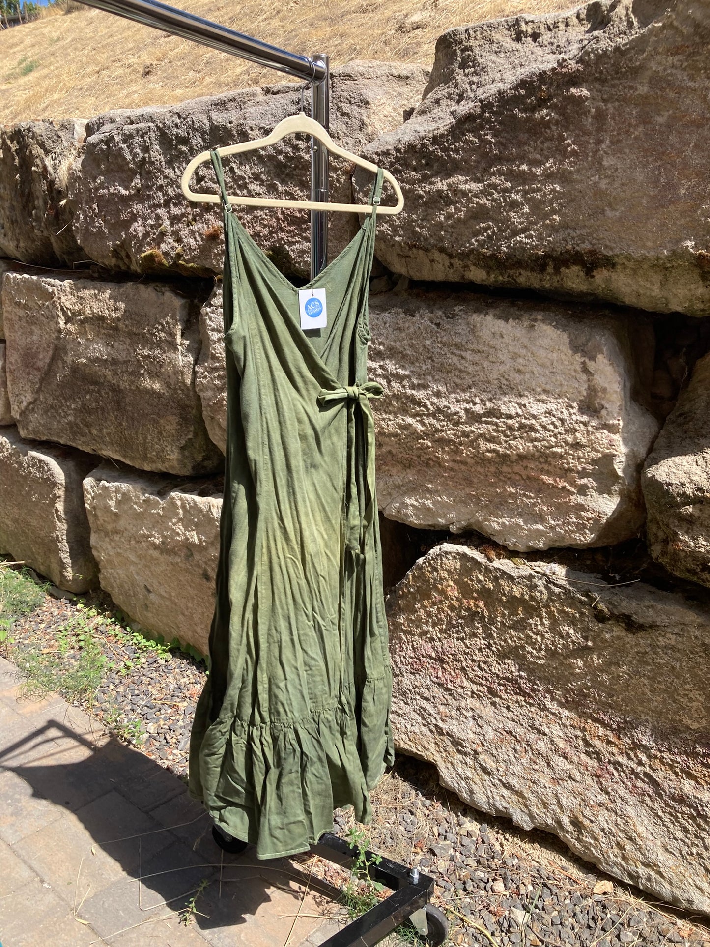Green Wrap Dress- L