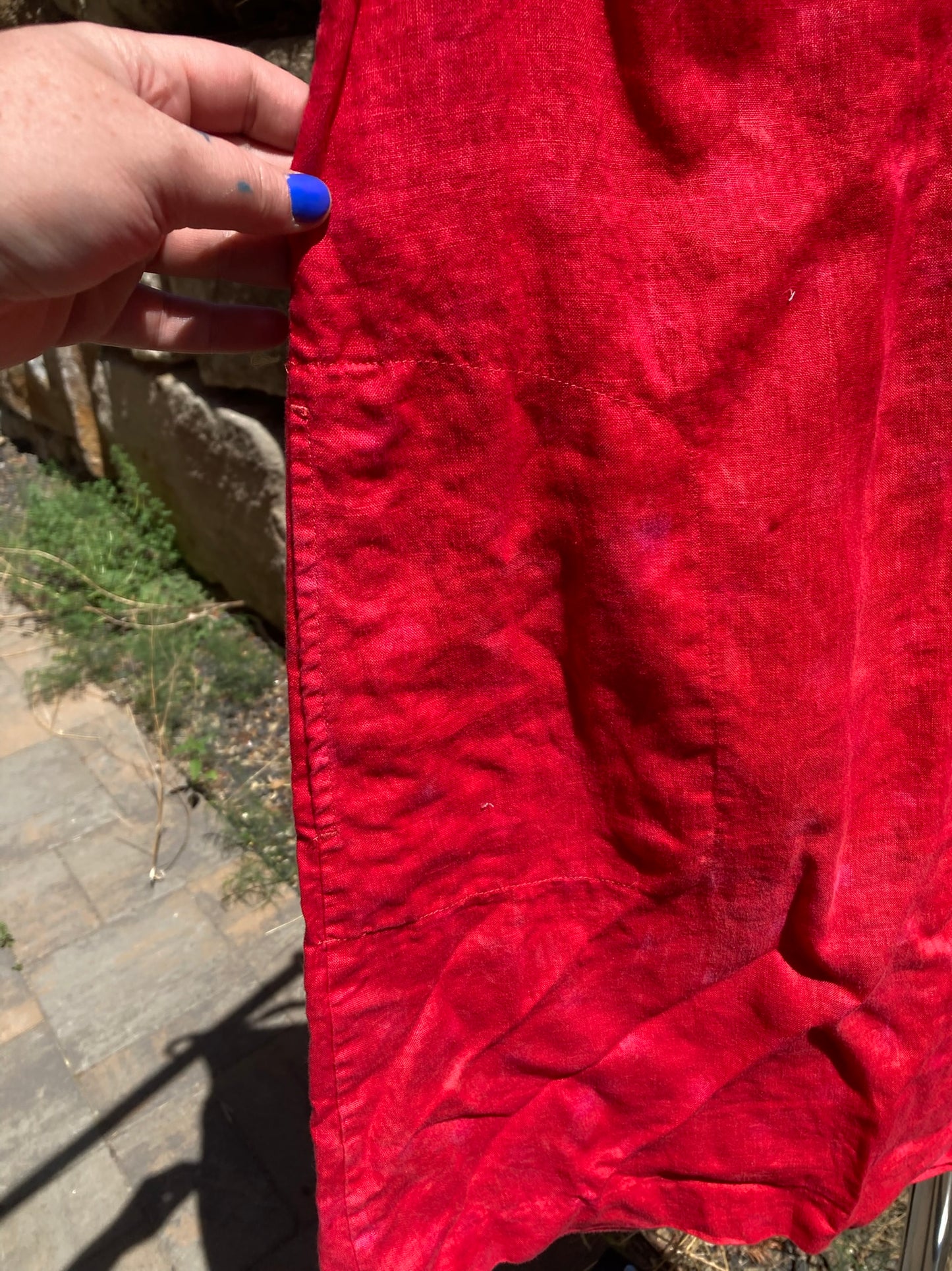 Red Linen Dress- S