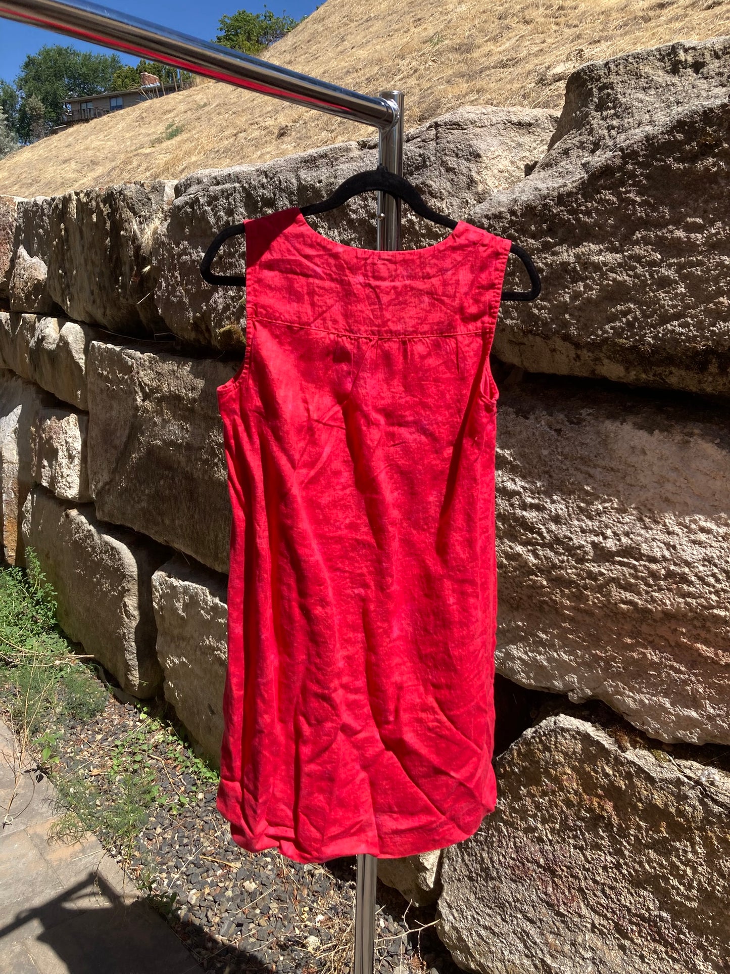 Red Linen Dress- S