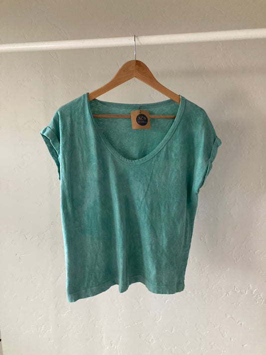 Celadon Scoop Neck Tee- M