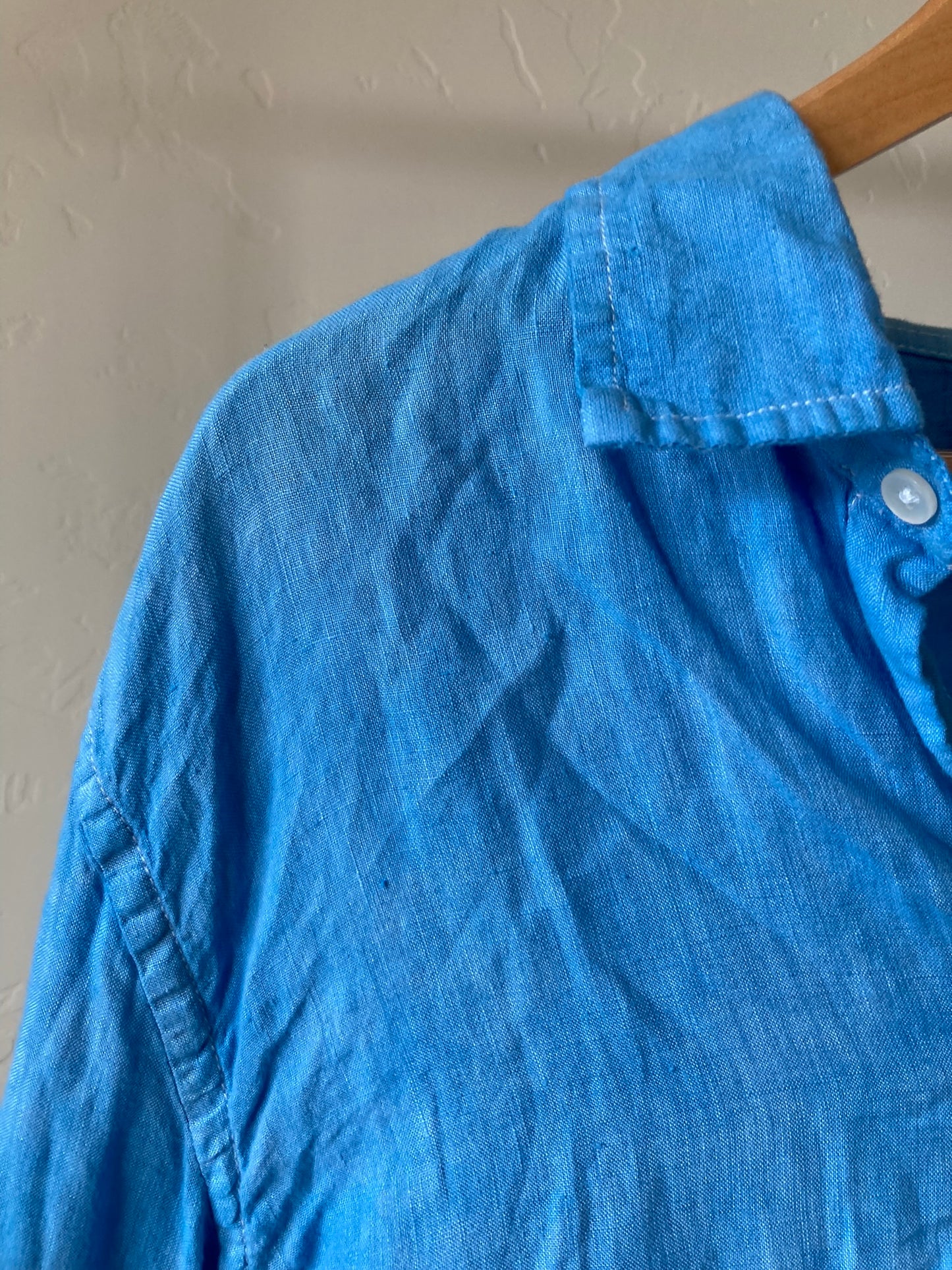 Sky Blue Linen Button-Up- XL