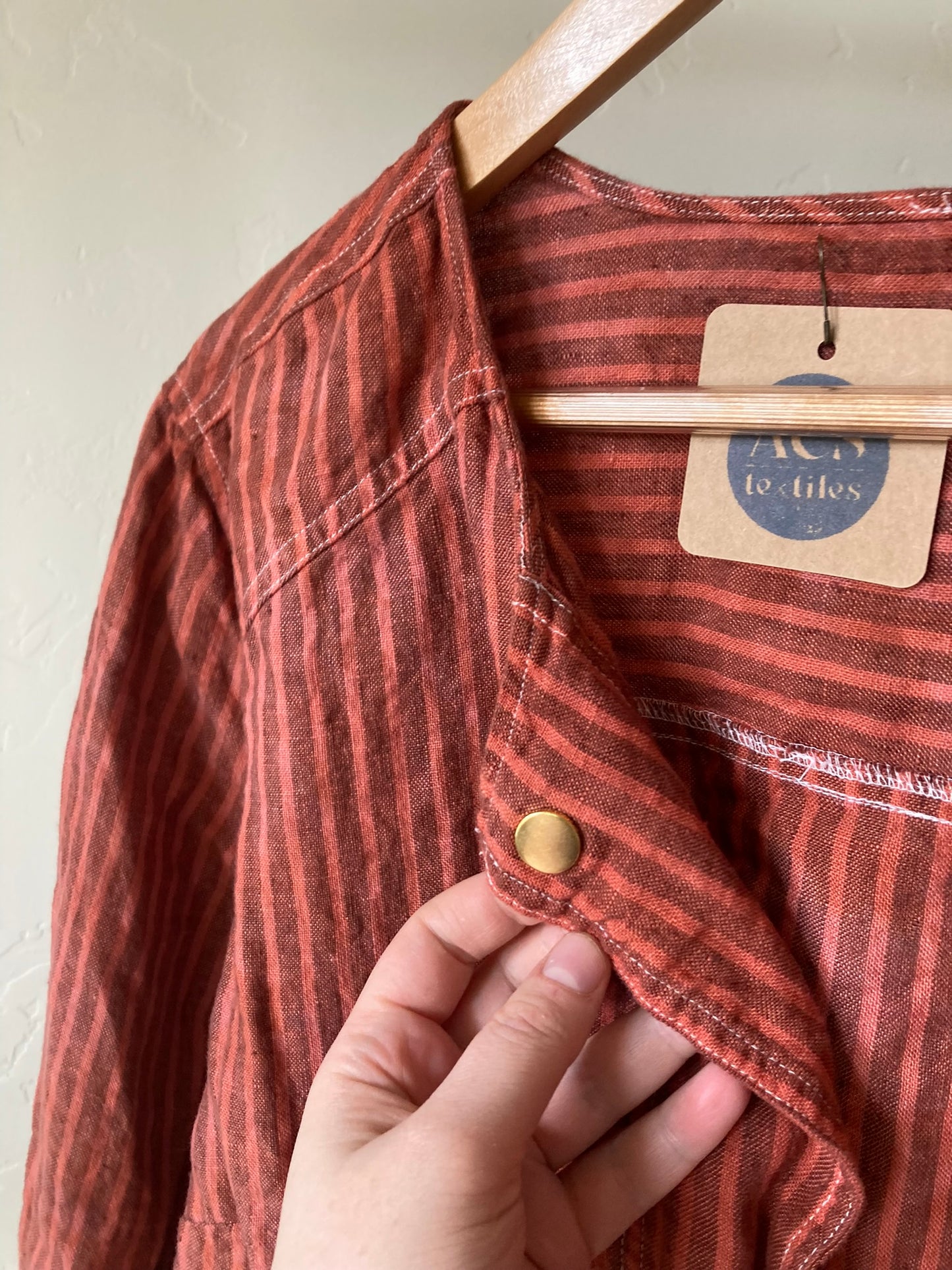 Striped Linen Open Jacket- XL