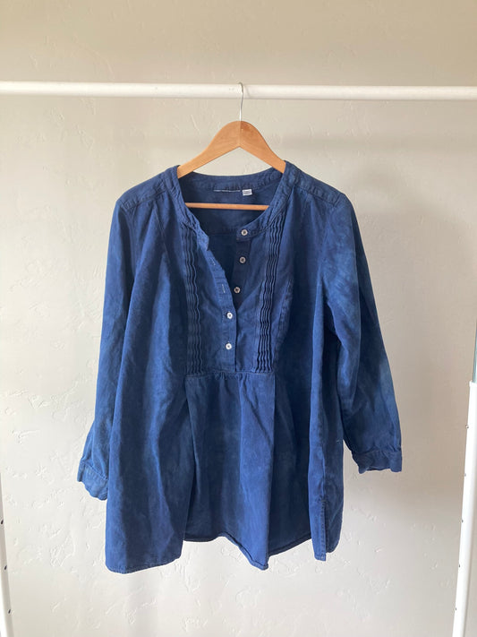 Navy Pleated Blouse- XL