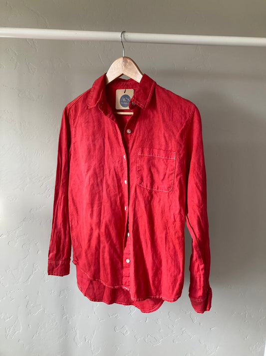 Red Long Sleeve Button-Up- XS