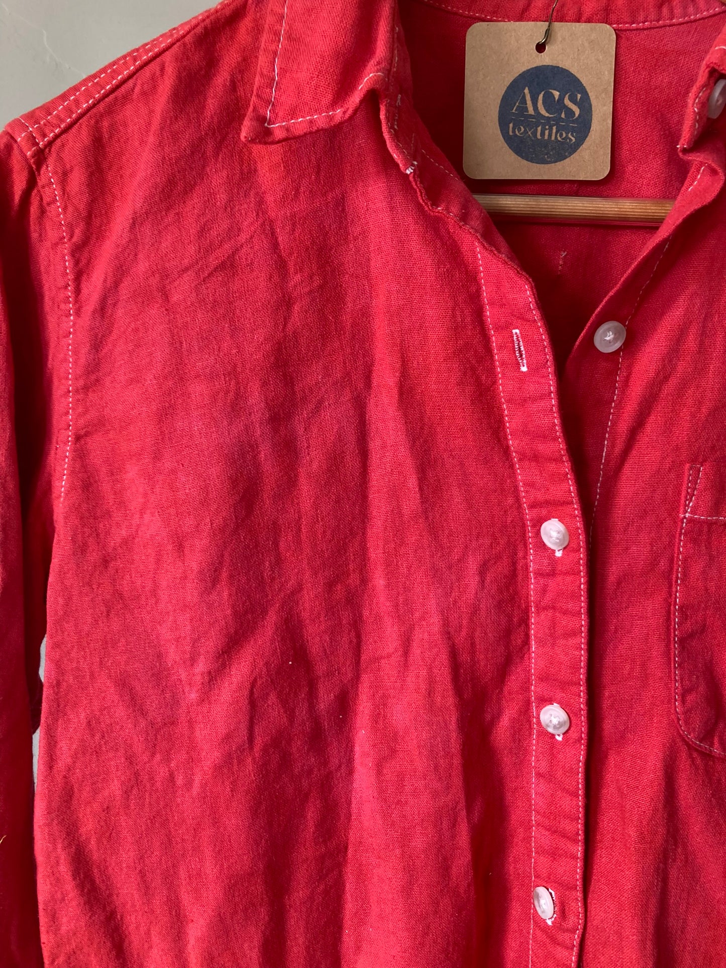 Red Long Sleeve Button-Up- XS