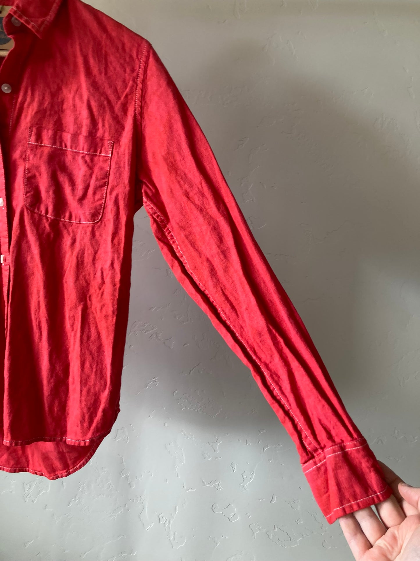 Red Long Sleeve Button-Up- XS