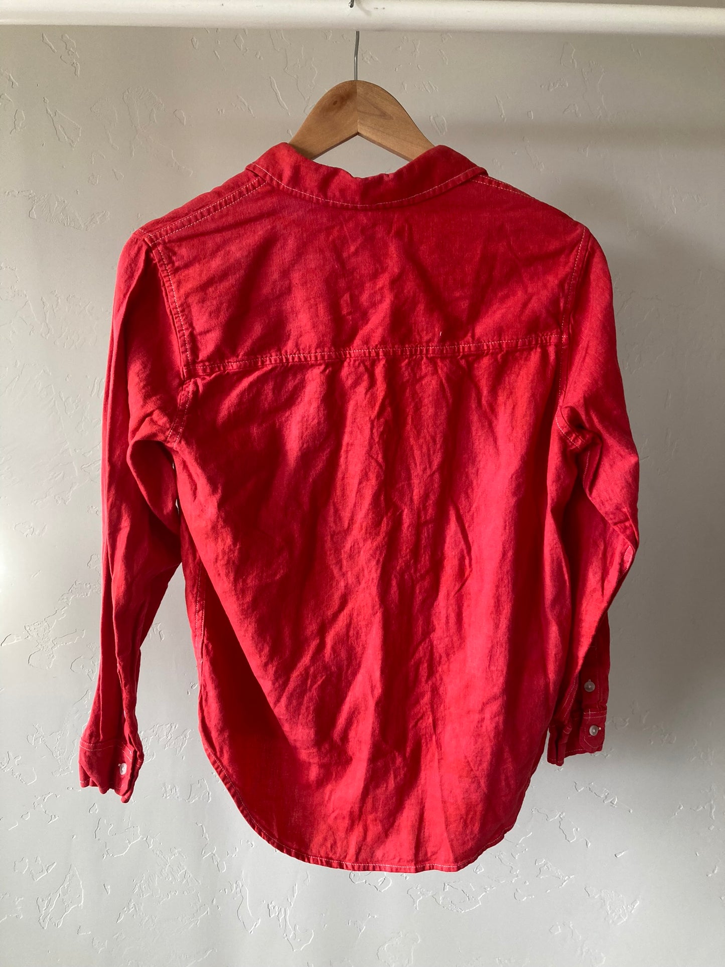 Red Long Sleeve Button-Up- XS