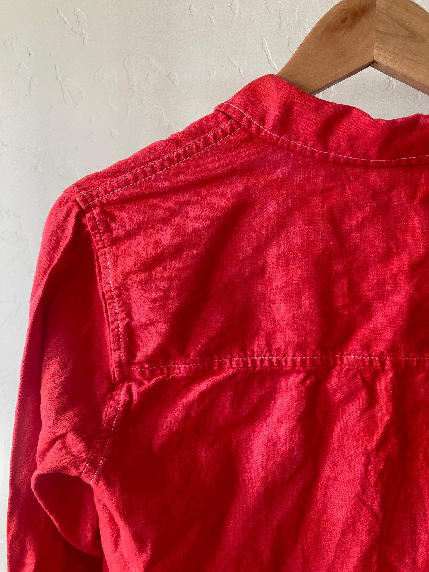 Red Long Sleeve Button-Up- XS