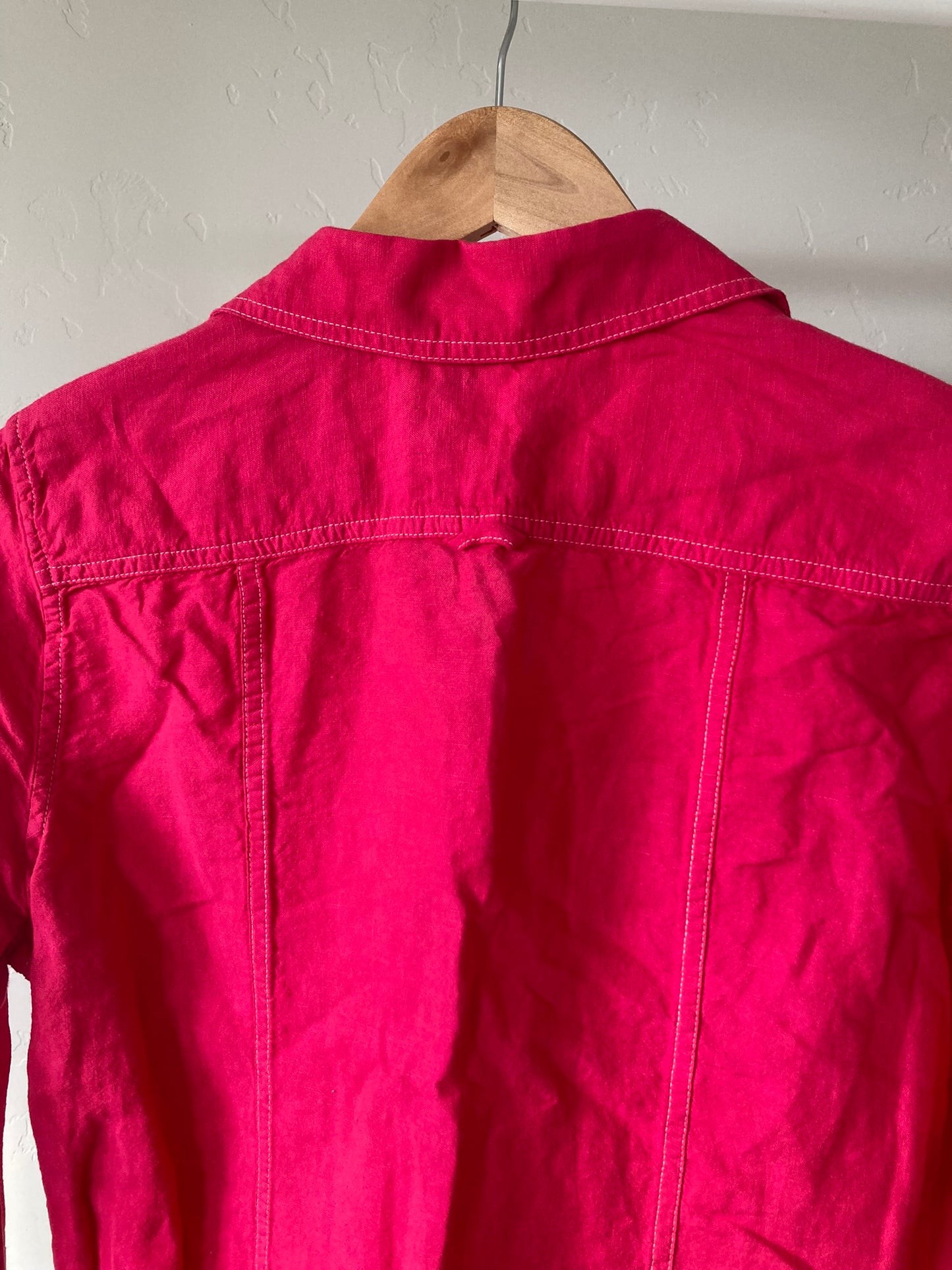 Hot Pink Linen Button-Up- L