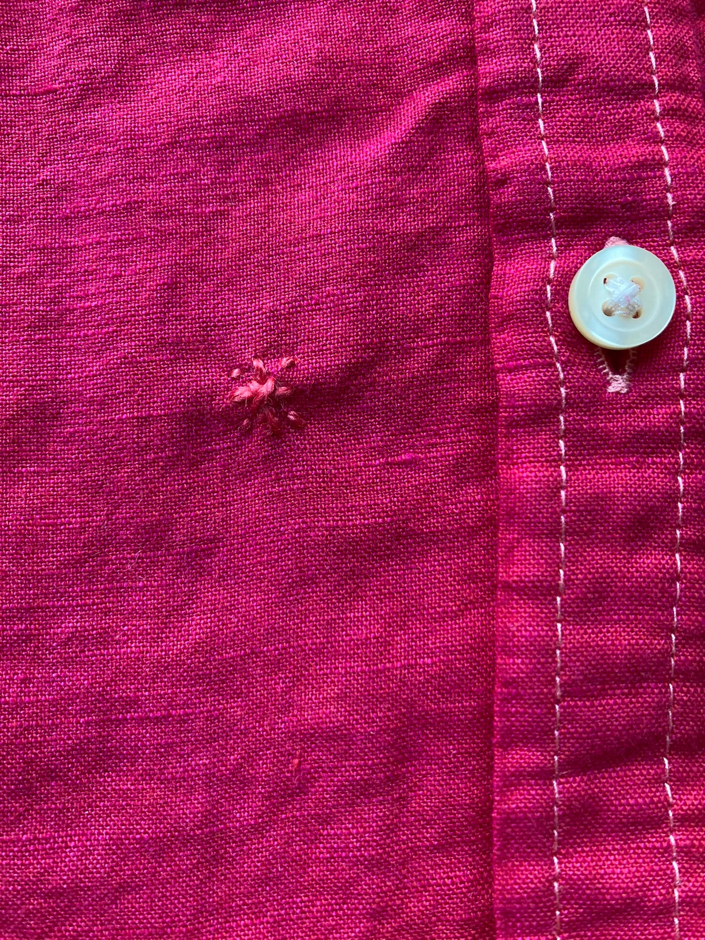 Hot Pink Linen Button-Up- L