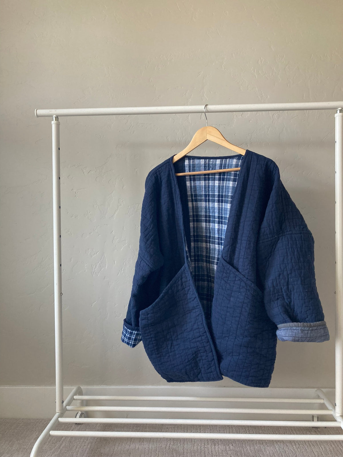 Navy Blue Quilt Coat – ACS textiles