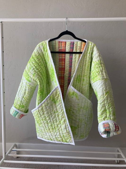 Speckled Lime Quilt Coat- XL