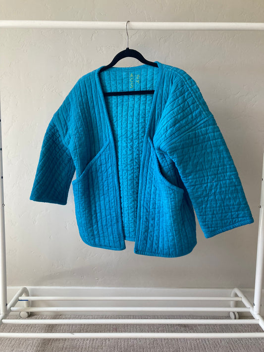 Kingfisher Blue Quilt Coat- S