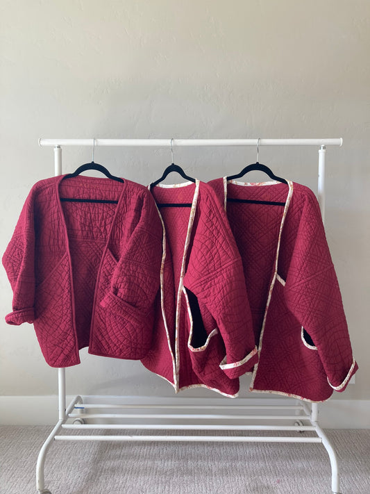 Burgundy Red Quilt Coat