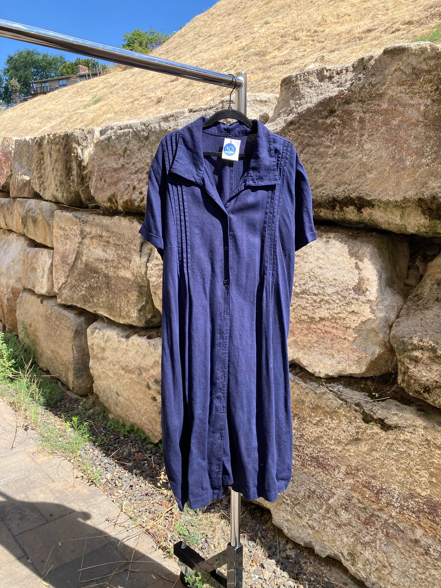 Navy Shirt Dress- 3X