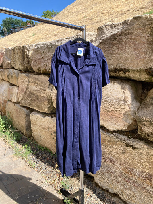 Navy Shirt Dress- 3X
