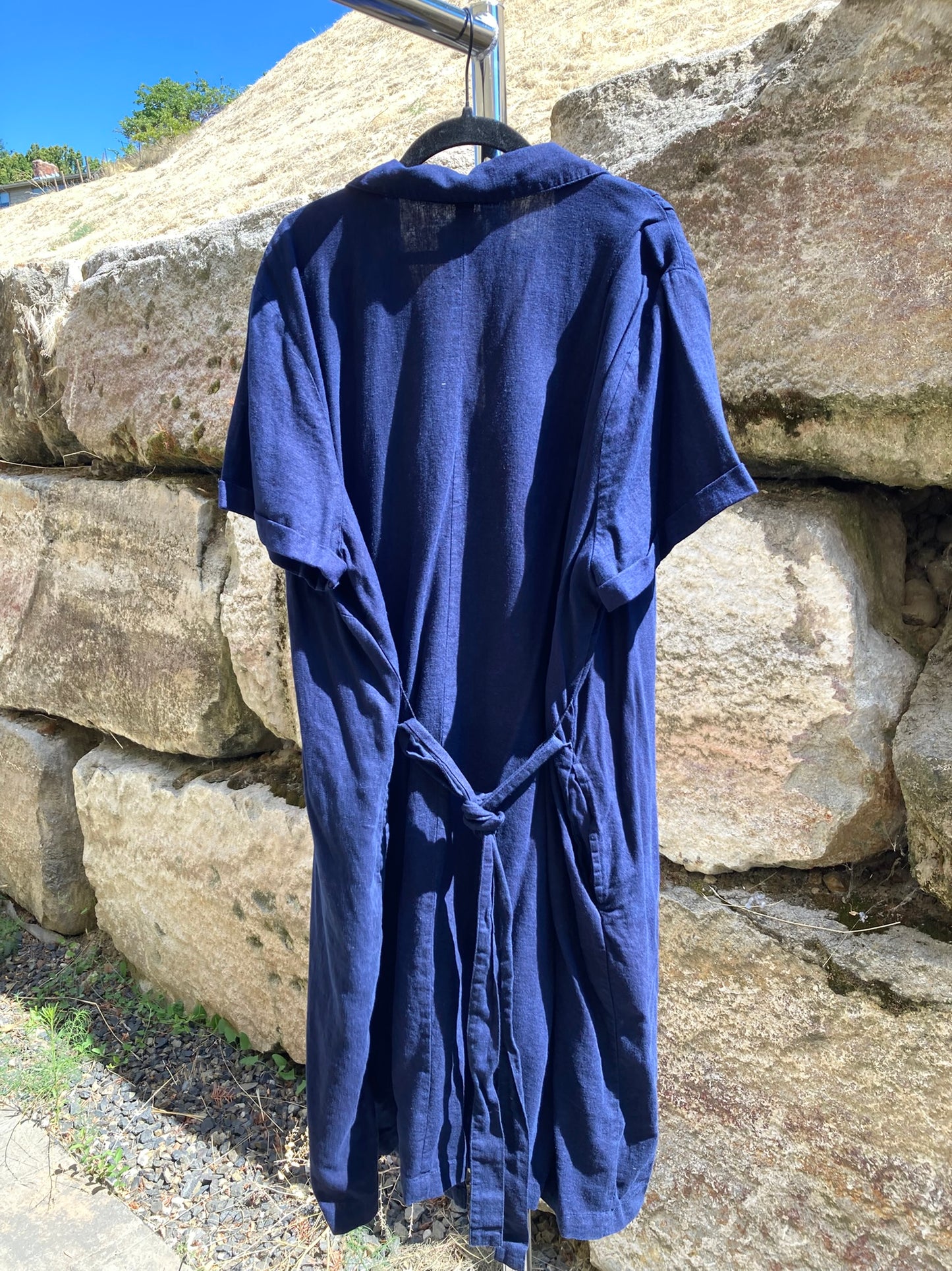 Navy Shirt Dress- 3X