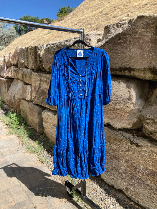 Cobalt Peasant Dress- 2X