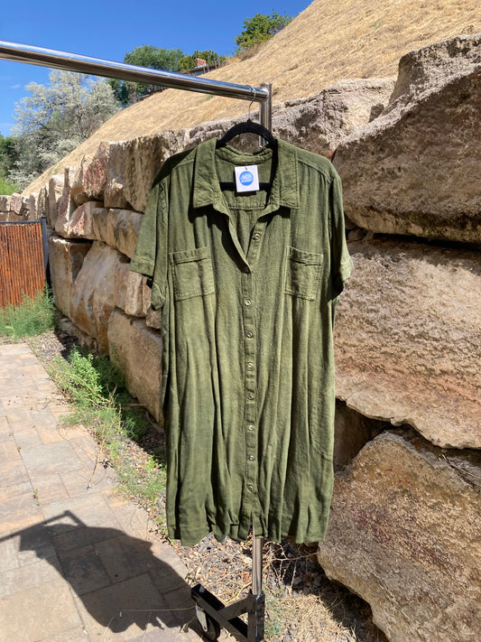 Moss Shirt Dress- 4X