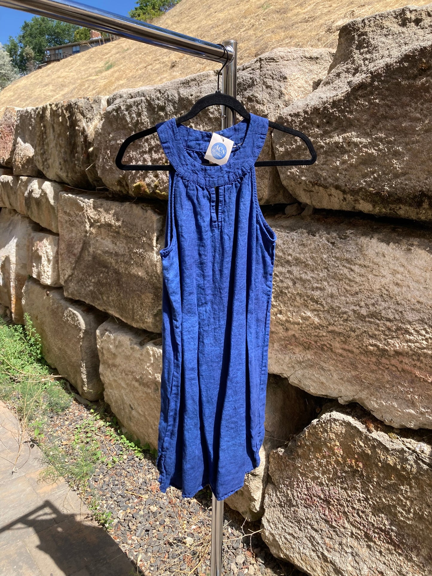 Navy Linen Dress- M