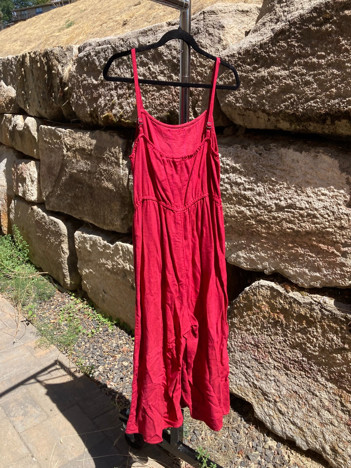 Red Striped Jumpsuit- L