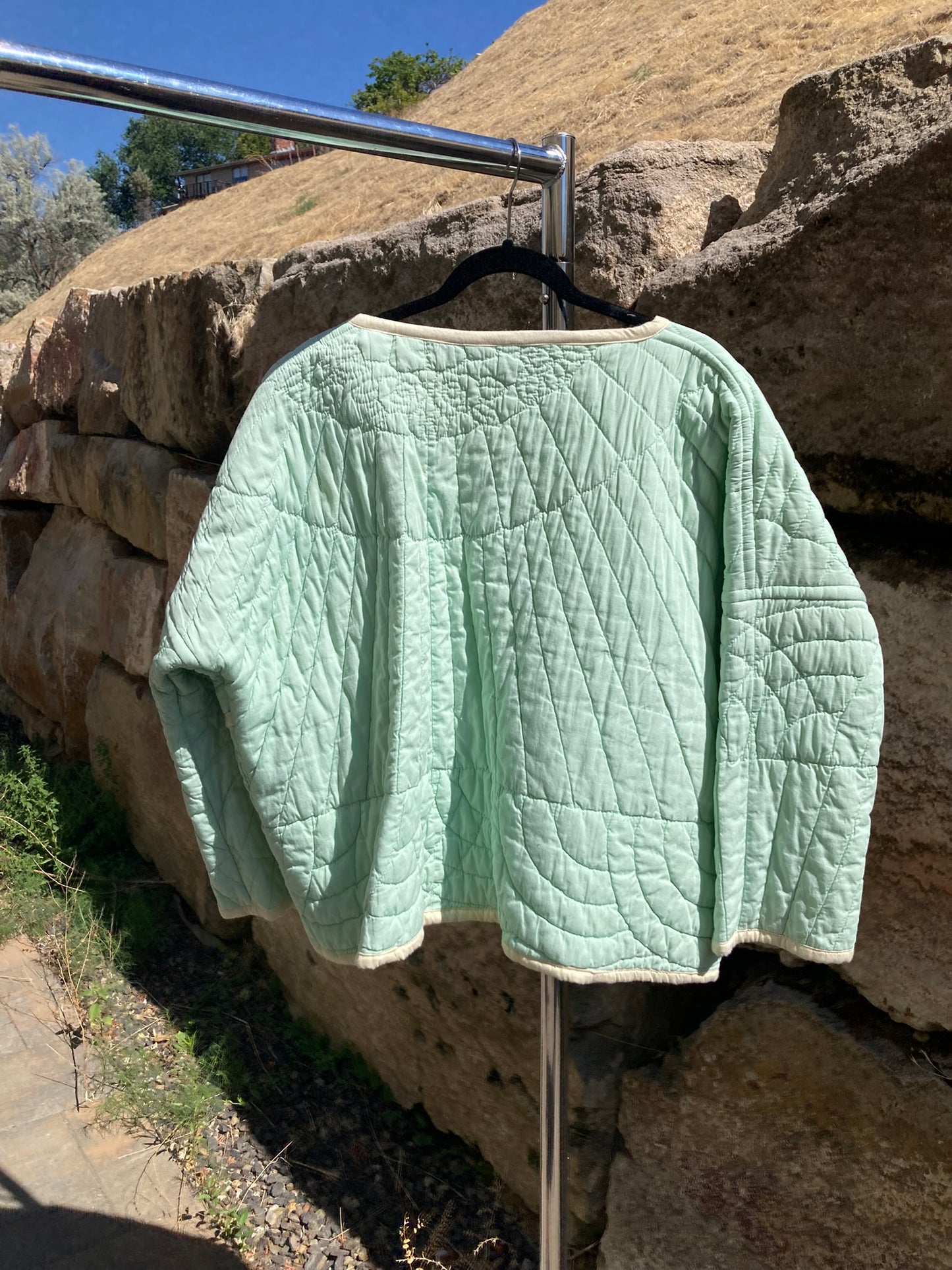 Mint Green Cropped Quilt Coat