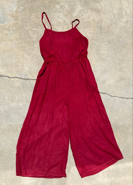 Red Striped Jumpsuit- L