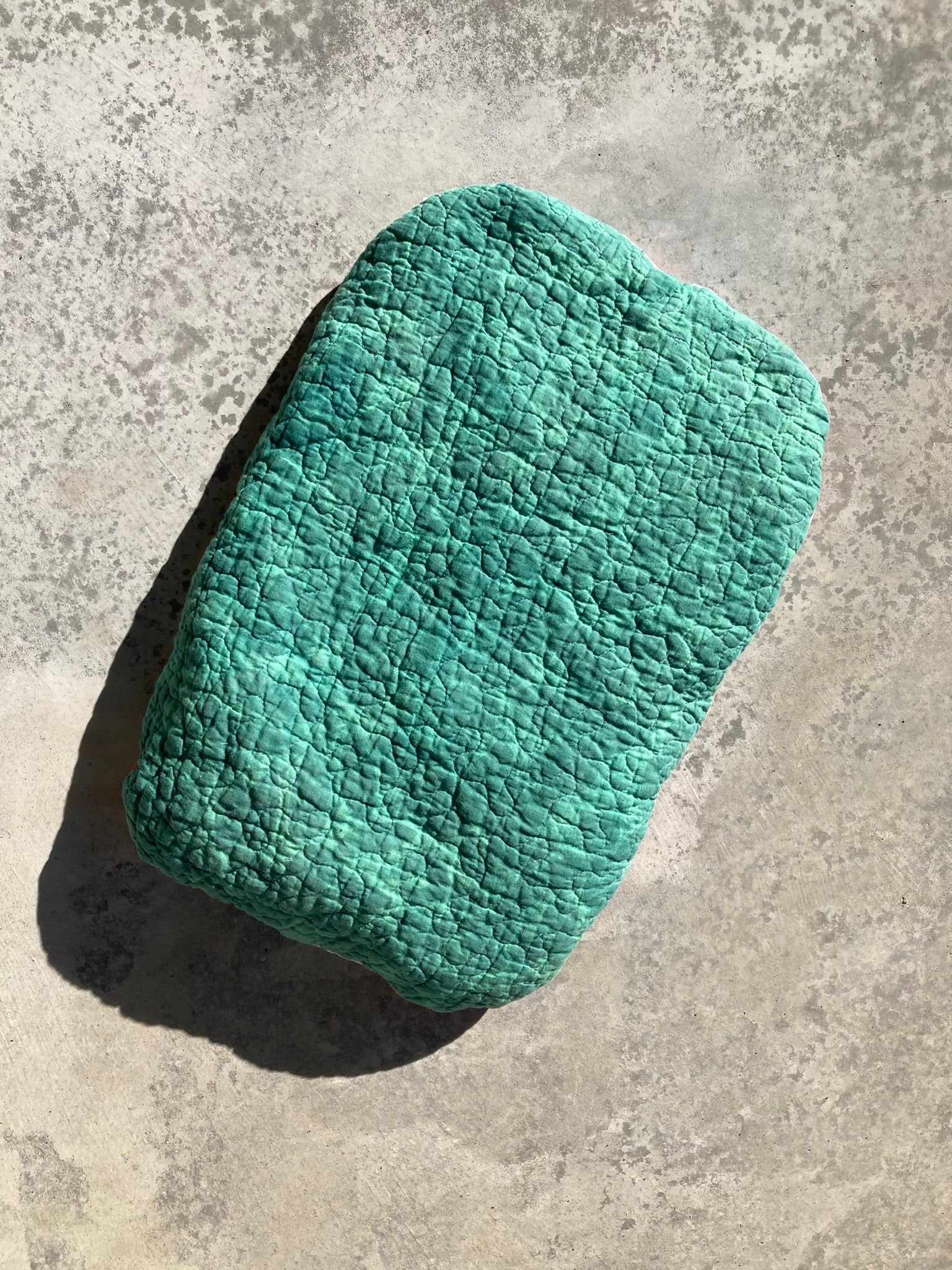 Hand-dyed emerald pet pillow.