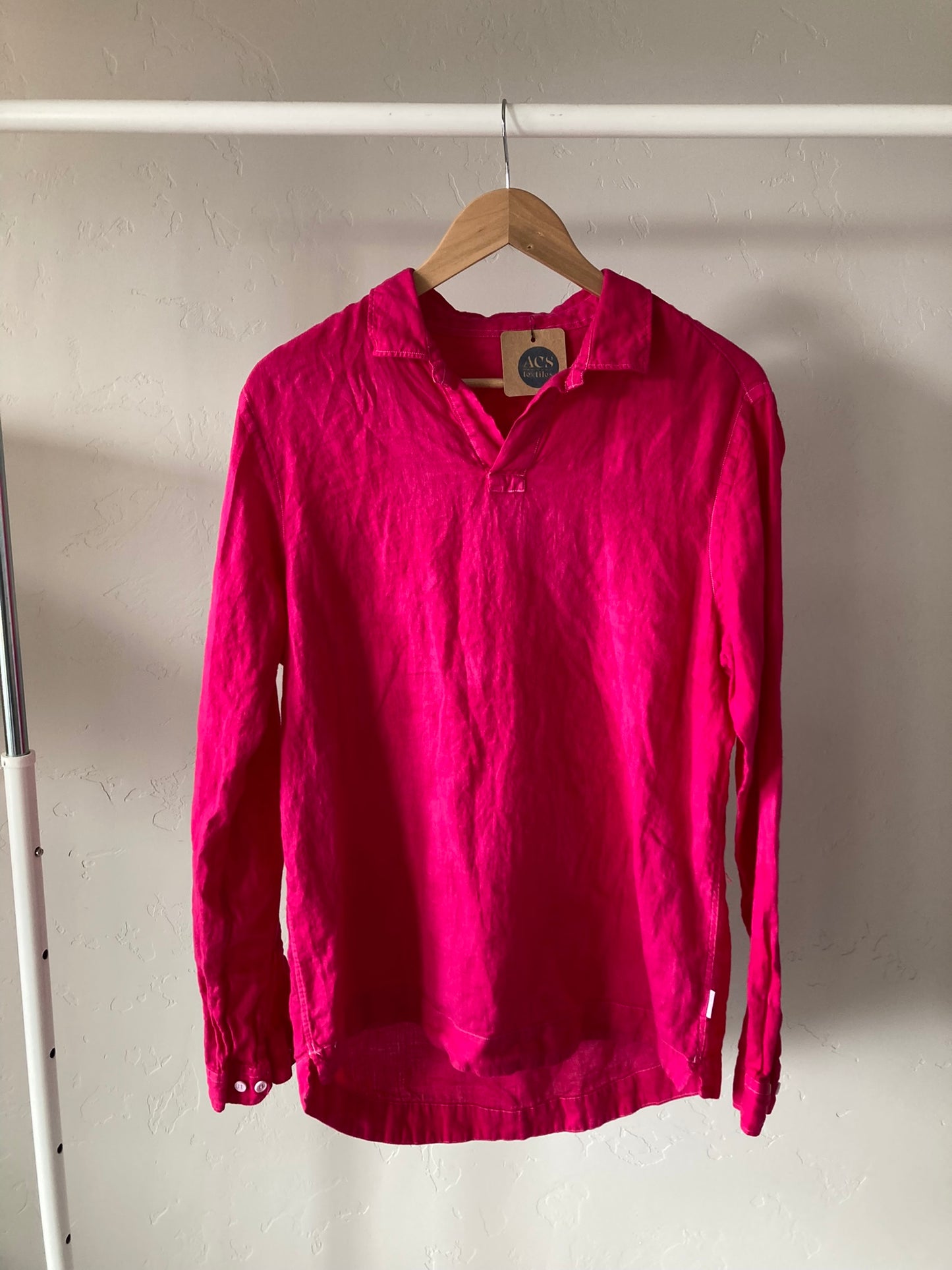 Hot Pink Linen Top- M