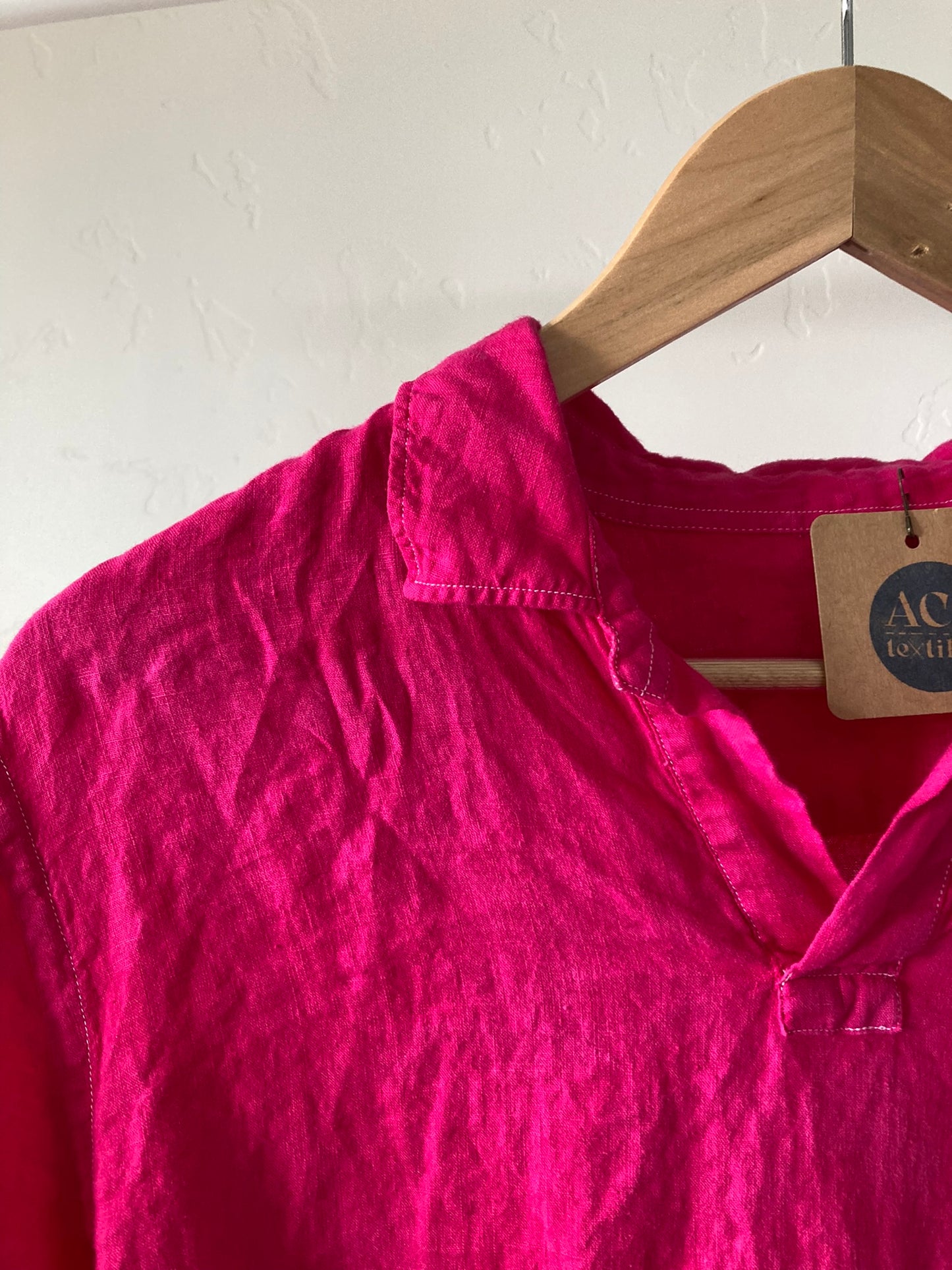 Hot Pink Linen Top- M