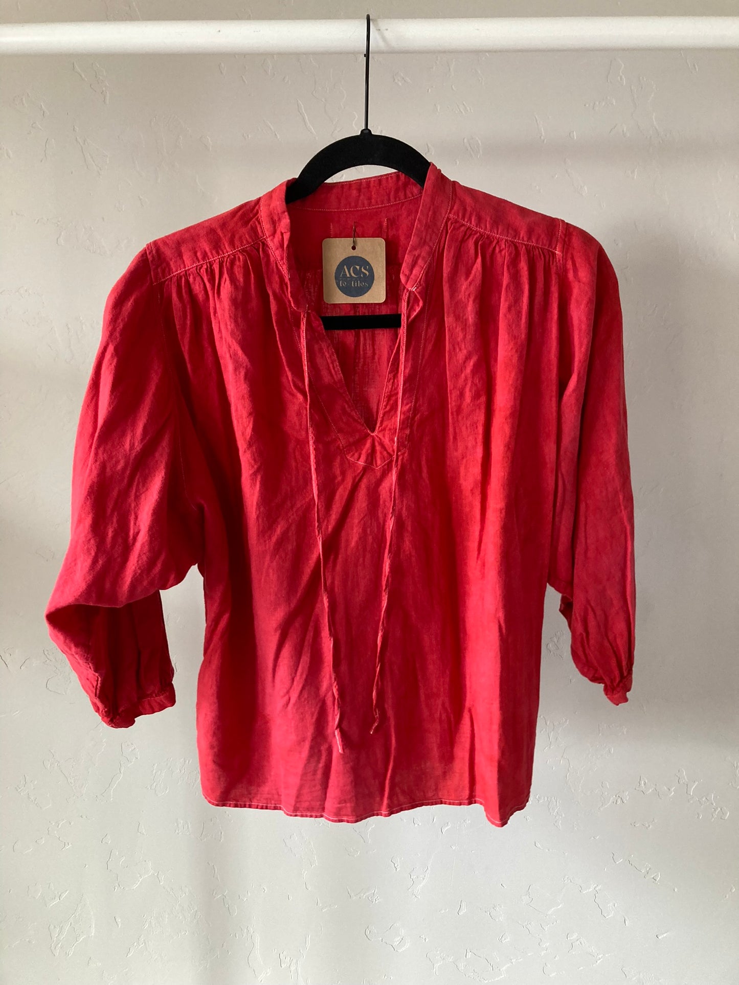 Soft Red Linen Blend Top- S