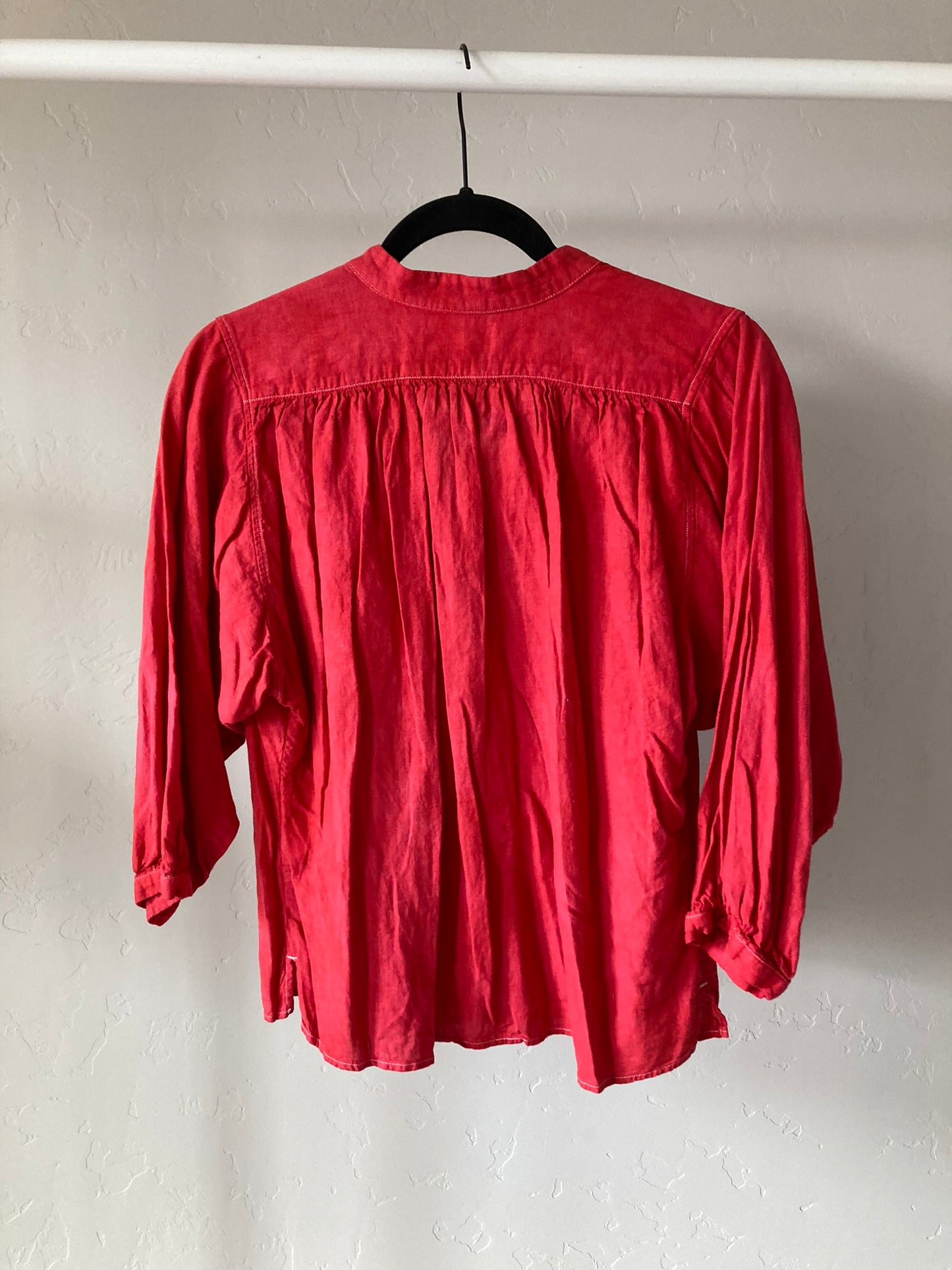 Soft Red Linen Blend Top- S