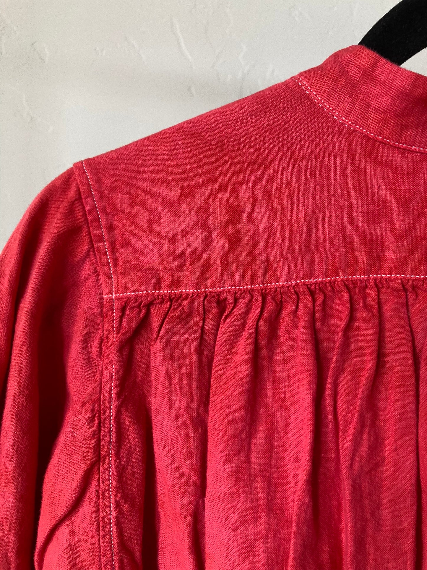 Soft Red Linen Blend Top- S